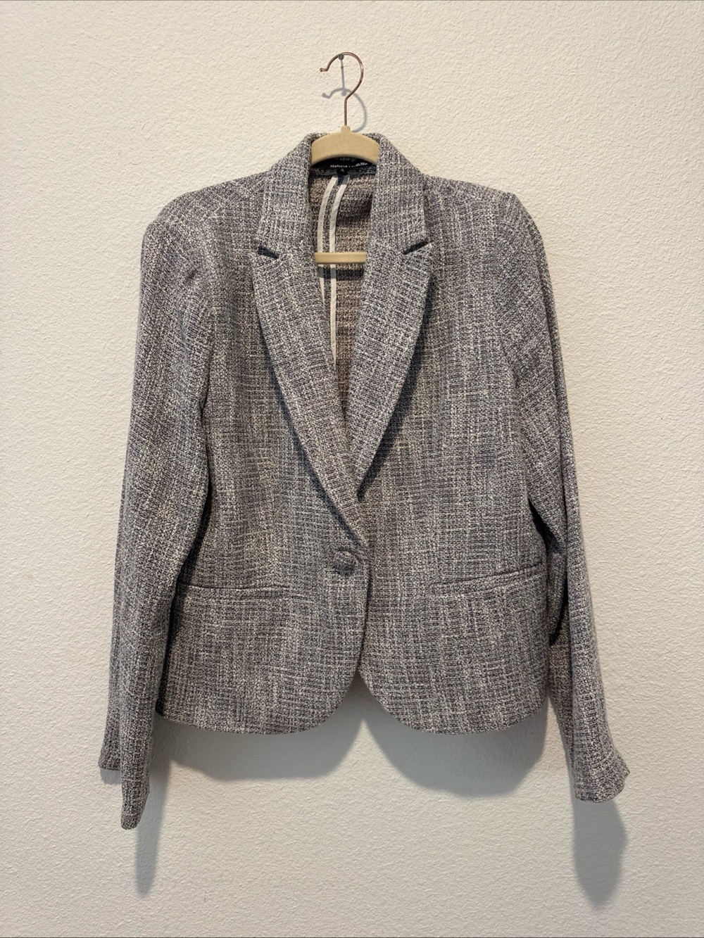 Amanda & Chelsea Gray Tweed Single-Button Suit Jacket XL